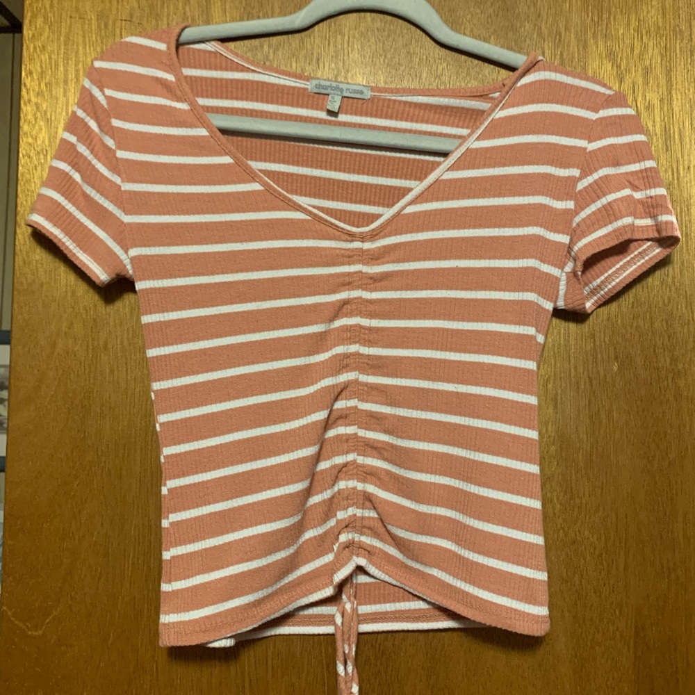 Charlotte Russe Peach/Pink & White Striped Sweater